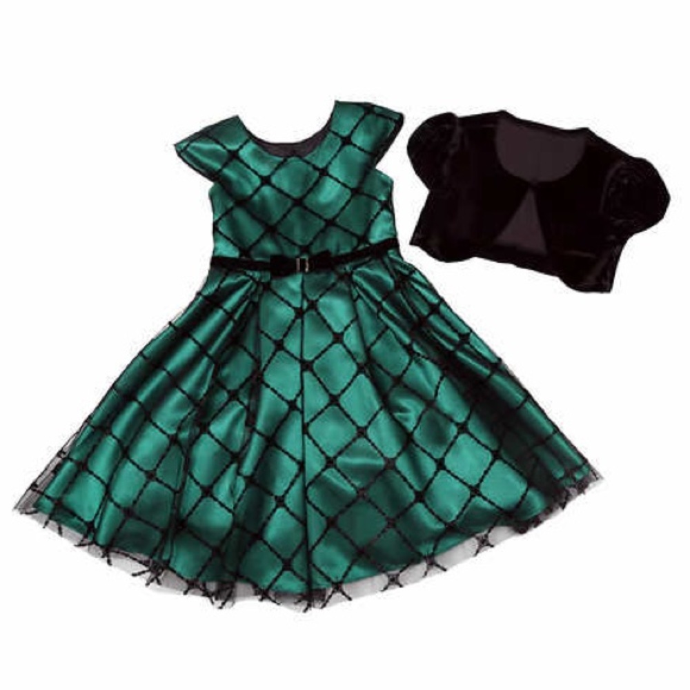 Jona Michelle Kids' Christmas Dress - Green/Black